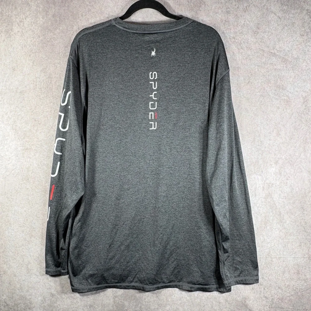 Spyder Rash Guard Mens XL Gray Swim Shirt Long Sleeve Performance Logo Quick Dry